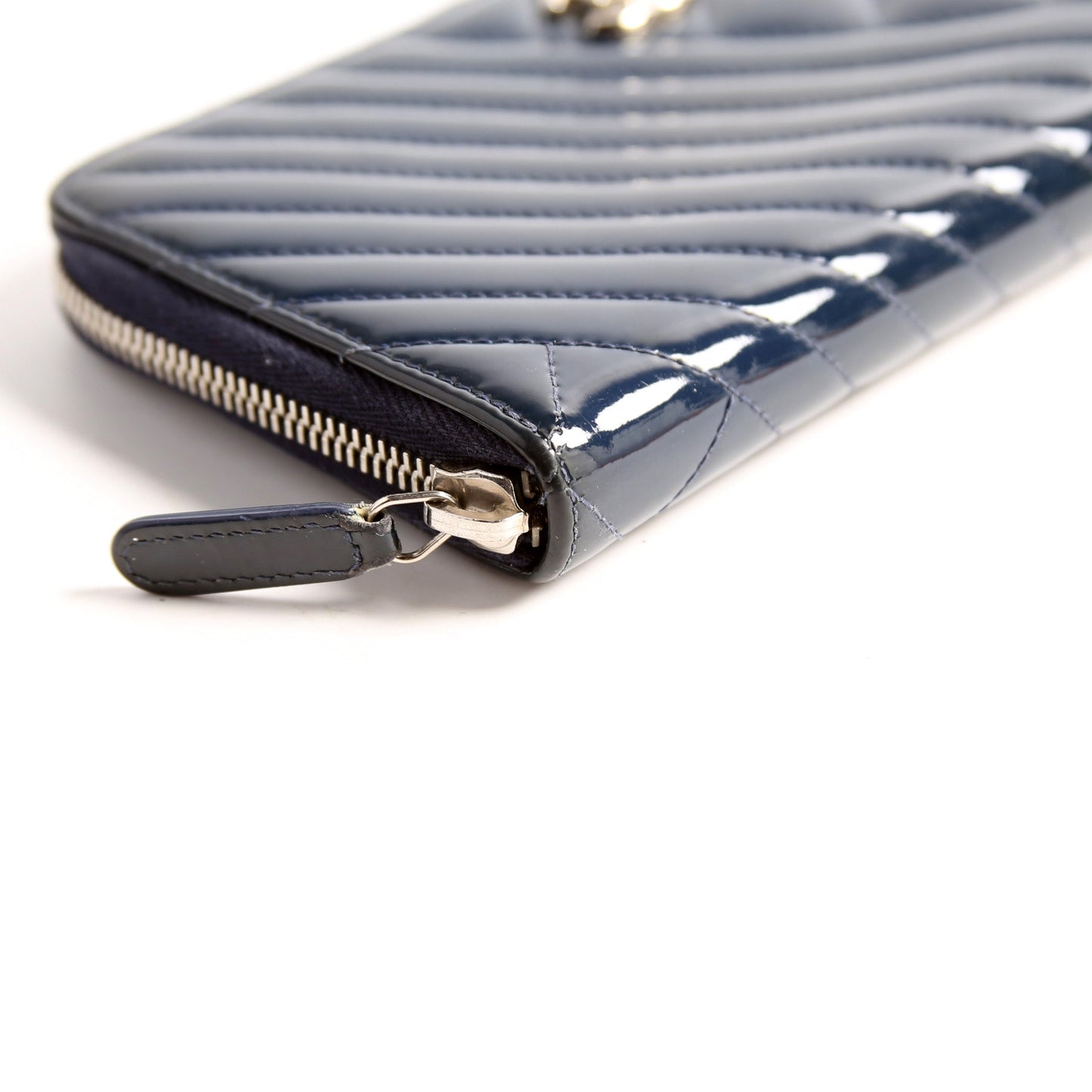 Coco Boy Patenet Zip Around Wallet Navy