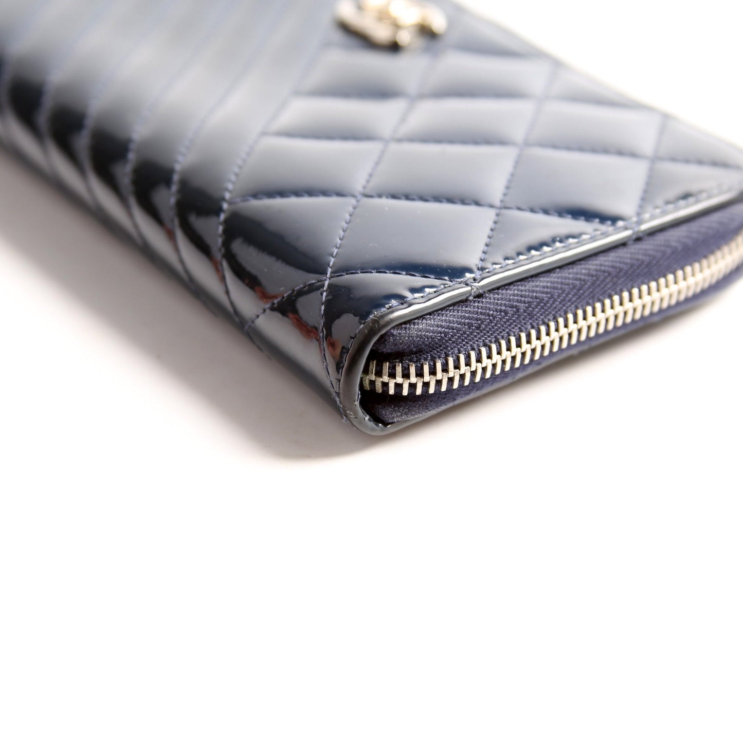Coco Boy Patenet Zip Around Wallet Navy