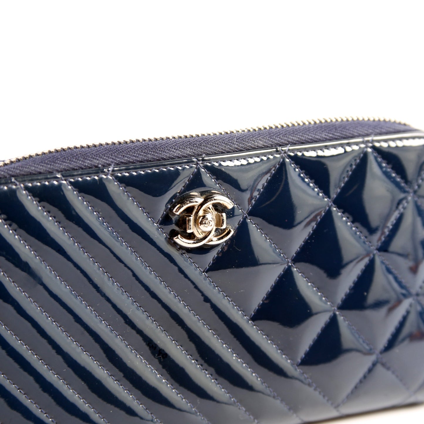 Coco Boy Patenet Zip Around Wallet Navy