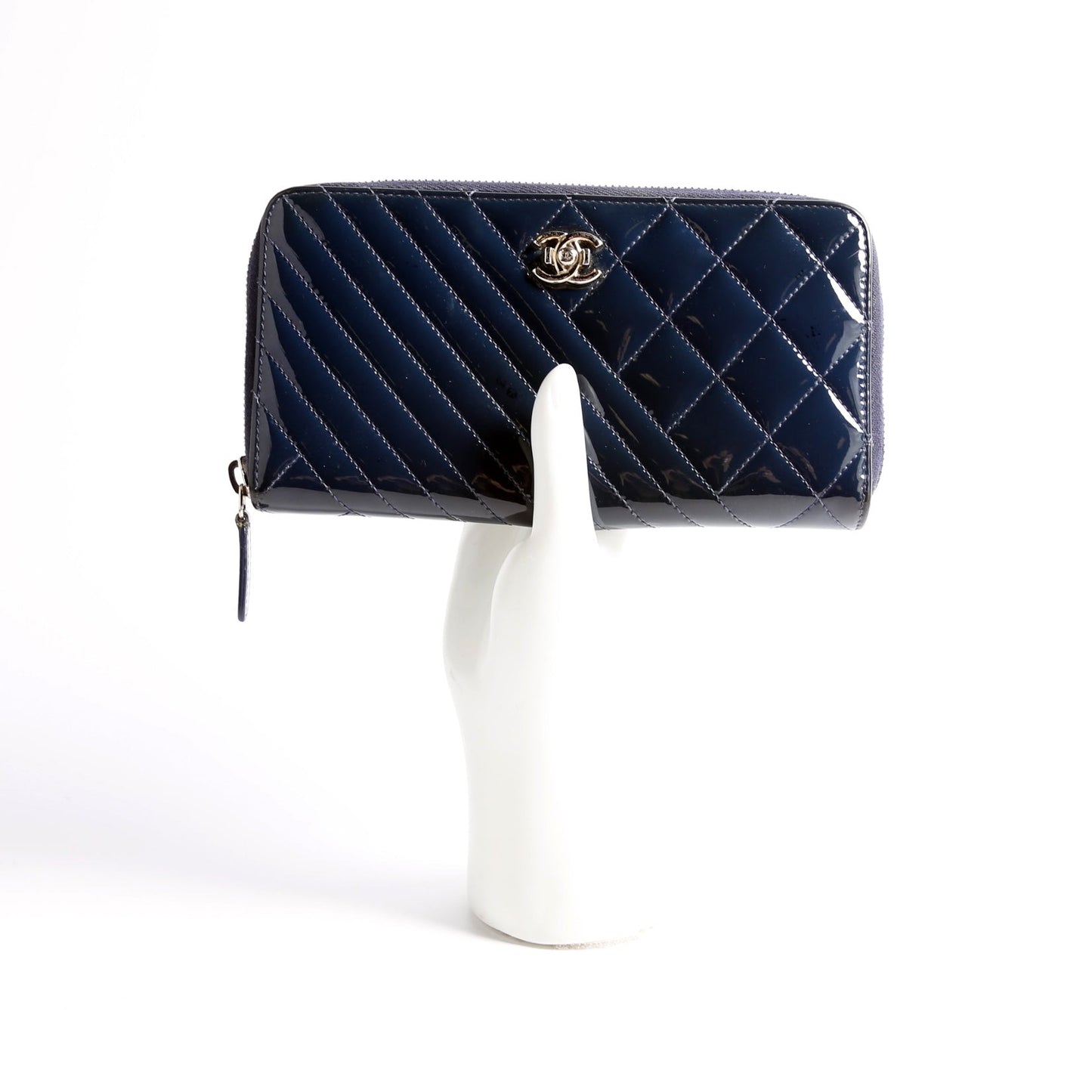 Coco Boy Patenet Zip Around Wallet Navy