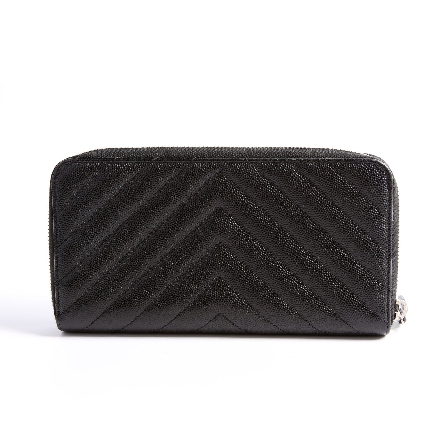 Chevron Caviar Large Gusset Zip Around Wallet 24M Black