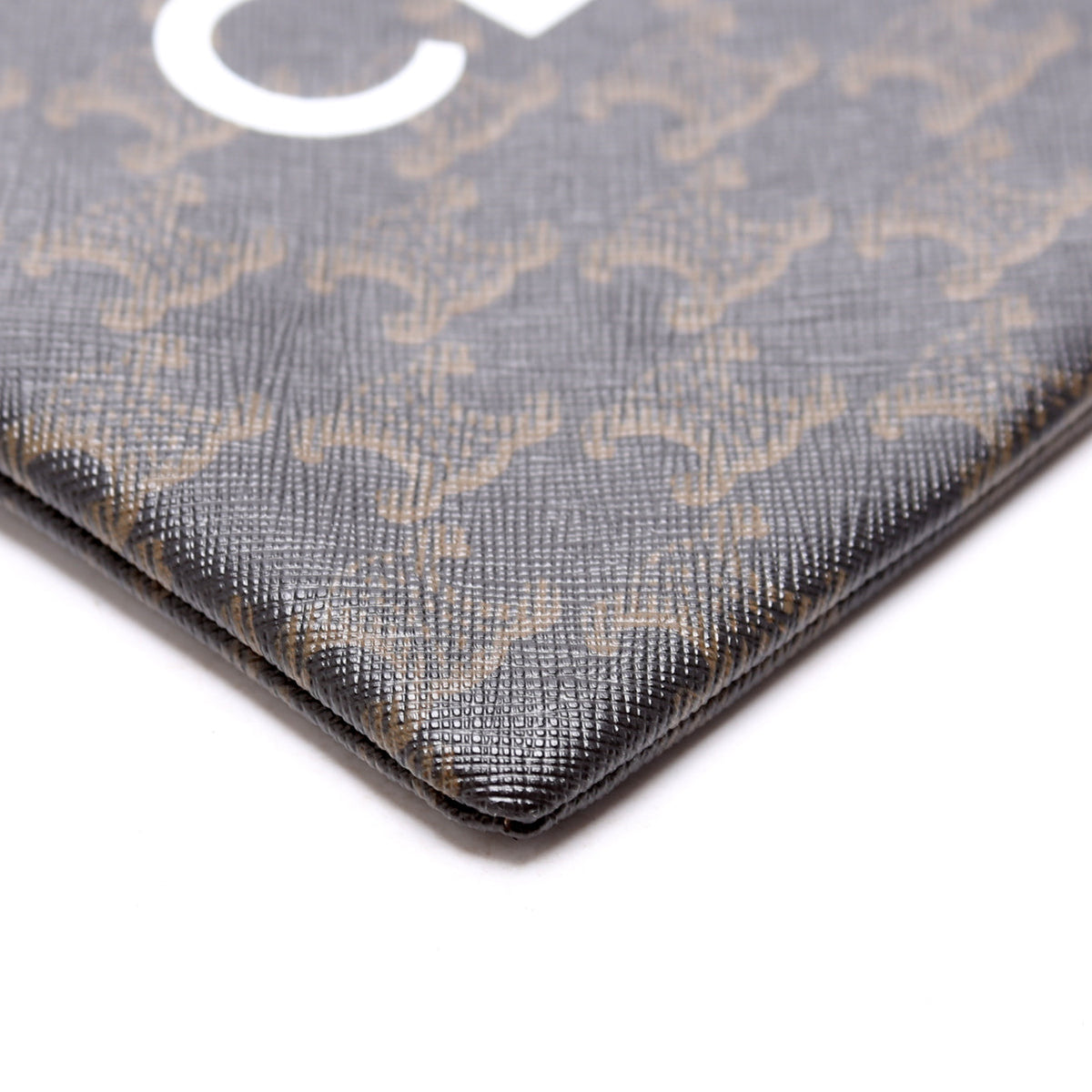 Triomphe Canvas Logo Medium Zip Pouch Brown