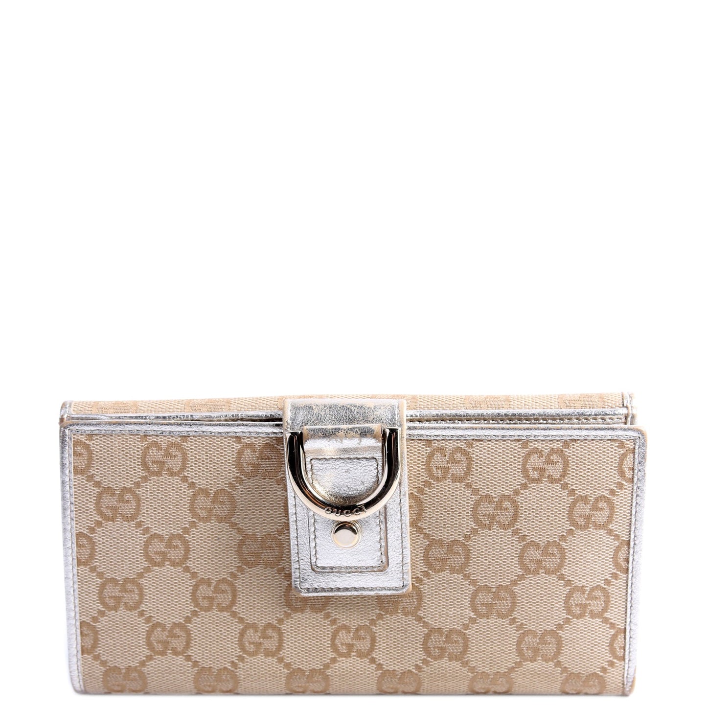 Gucci  GG Canvas Abbey Long Wallet Tan/Gold