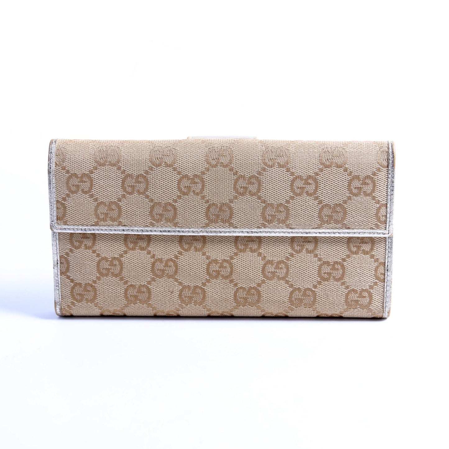 Gucci  GG Canvas Abbey Long Wallet Tan/Gold