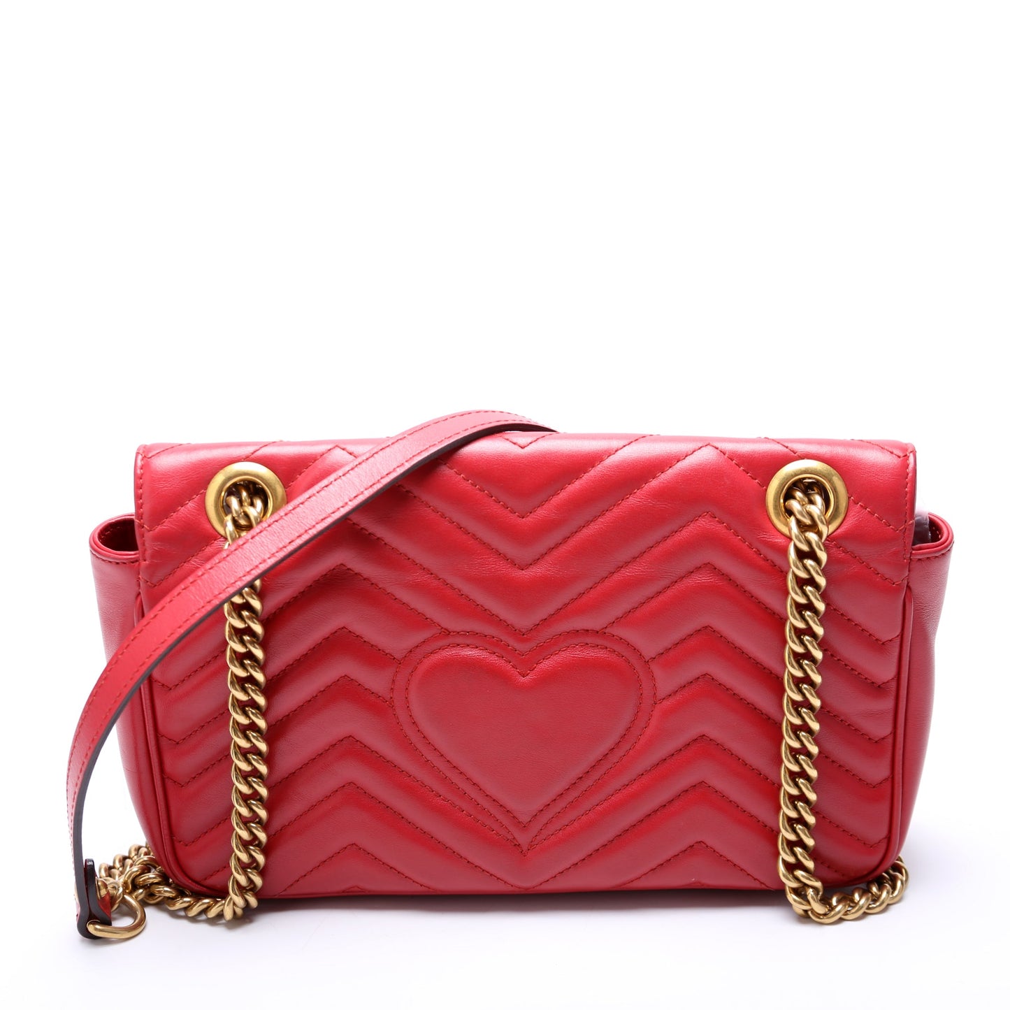 Gucci Marmont Leather Shoulder Small Flap Red