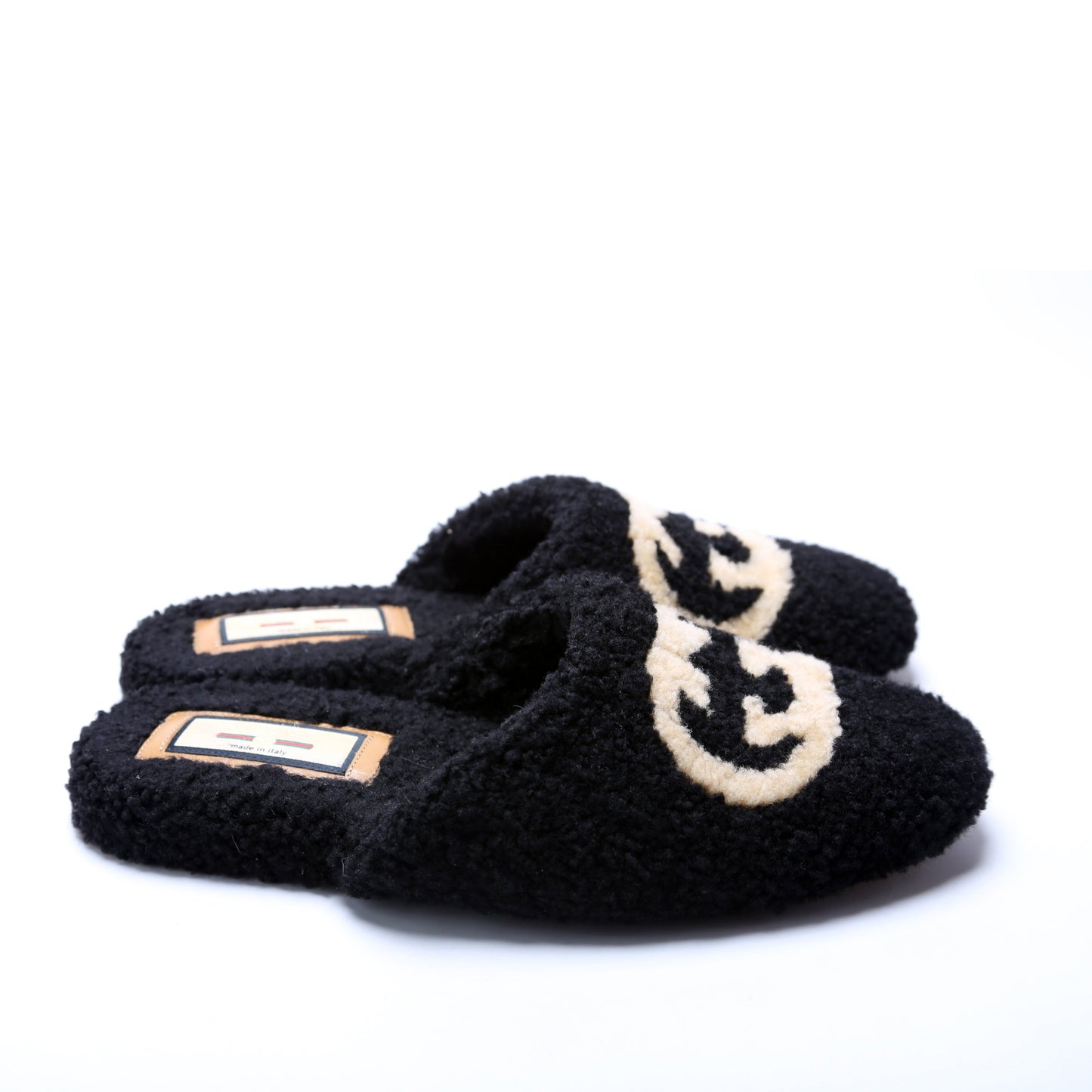 Gucci Shearling Slippers Size  Black