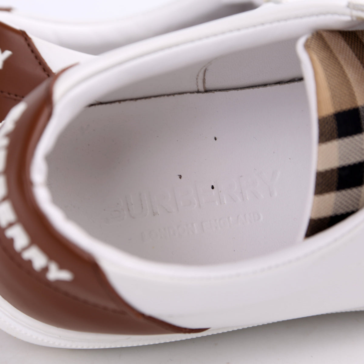 Vintage Check Leather Sneakers Size 36.5