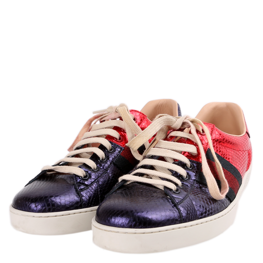 Gucci Metallic Ayers Web Sneakers Size