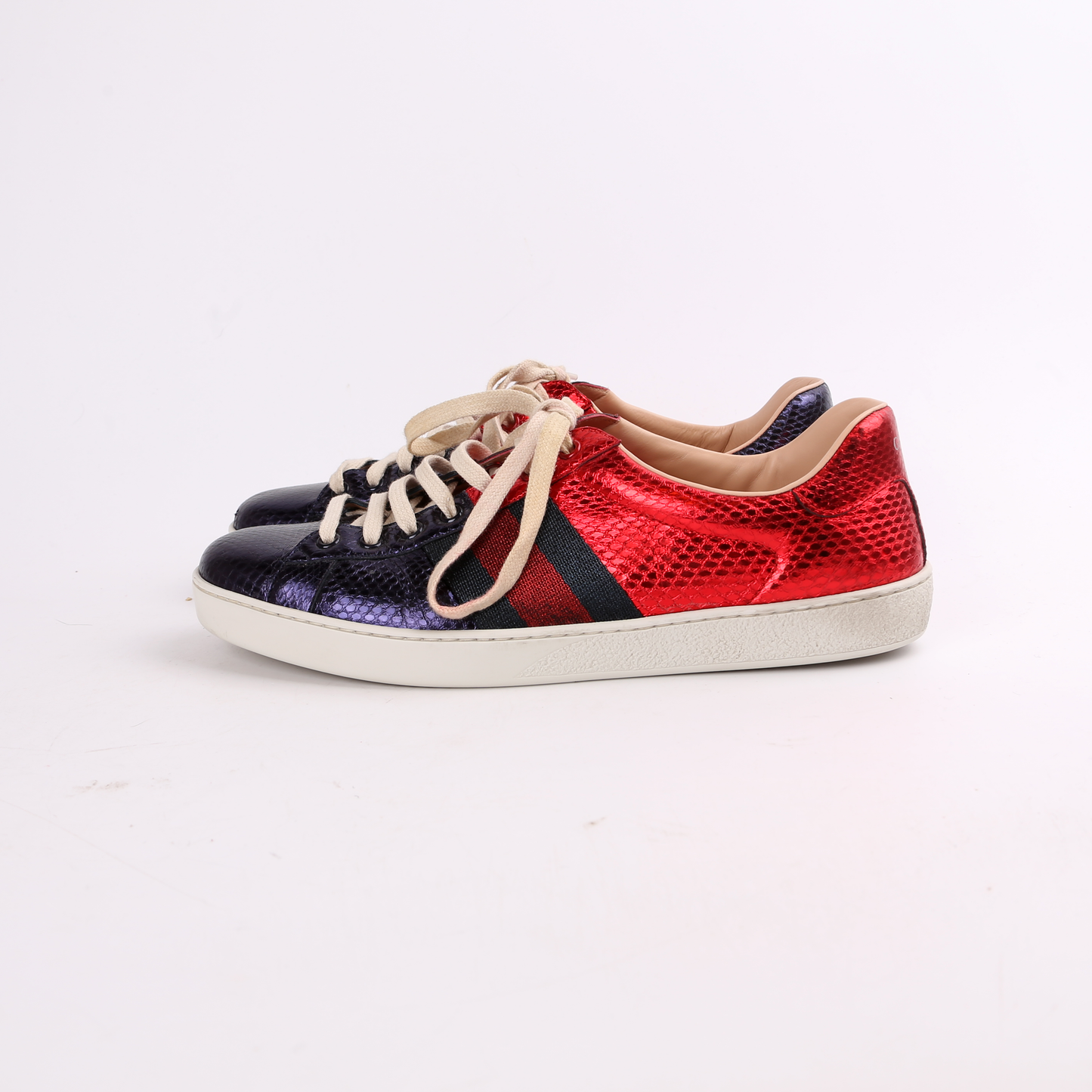 Gucci Metallic Ayers Web Sneakers Size