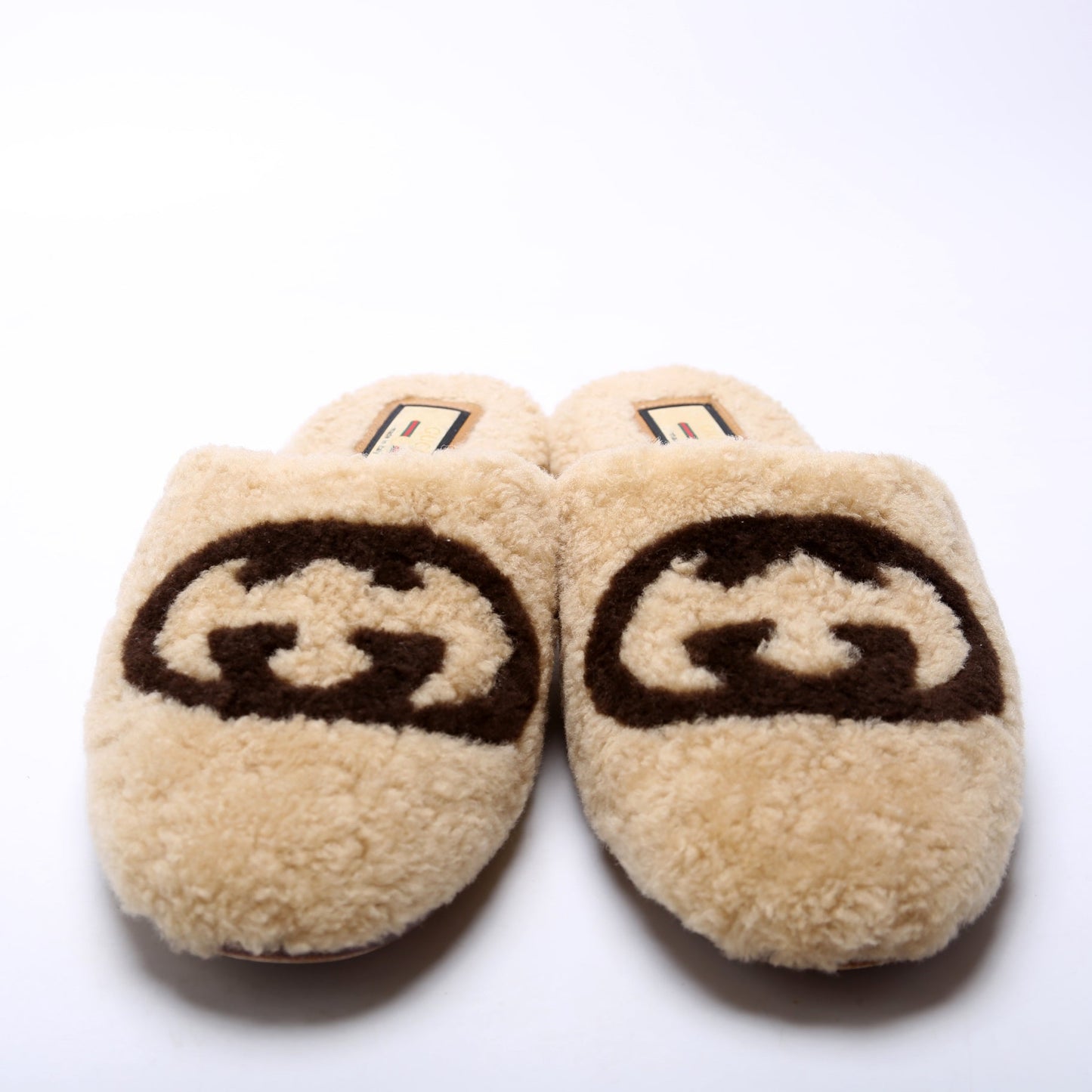 Gucci Shearling Slippers Size  Tan