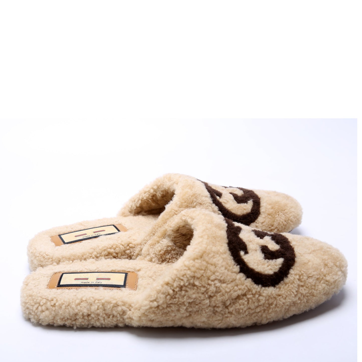 Gucci Shearling Slippers Size  Tan
