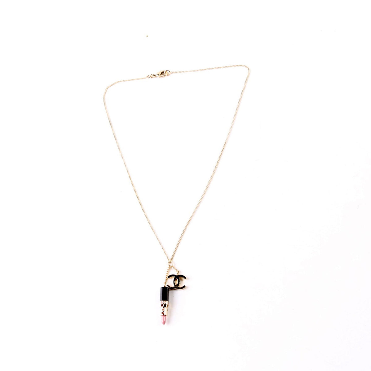 CC Lipstick Pendant Necklace Gold