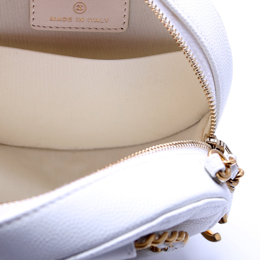 Woven Chain Top Handle Round White