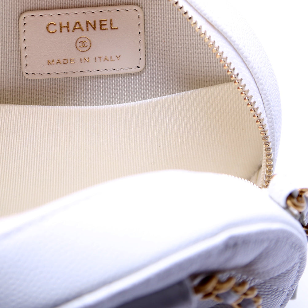 Woven Chain Top Handle Round White