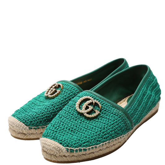 Gucci Pearly GG Marmont Cotton Crotchet Espadrille Size