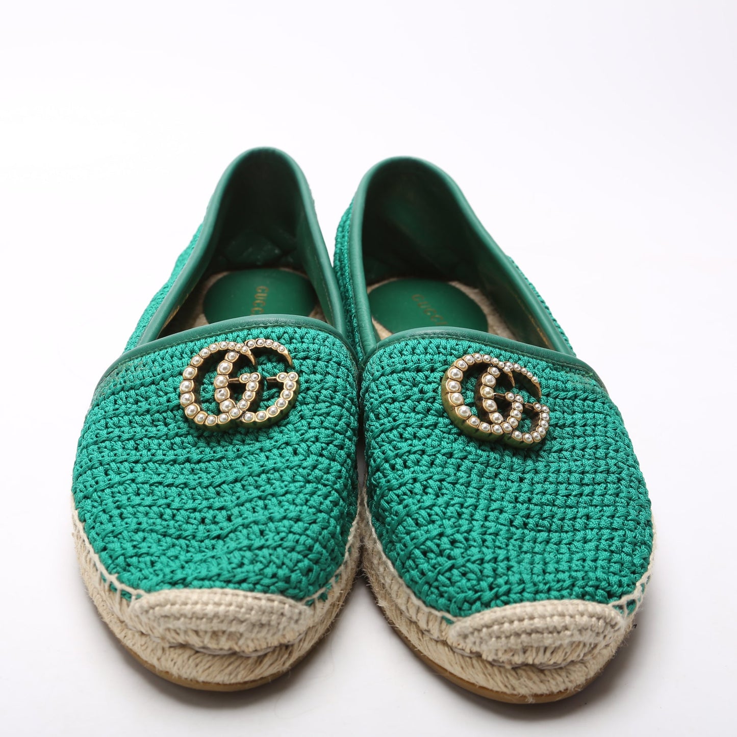 Gucci Pearly GG Marmont Cotton Crotchet Espadrille Size