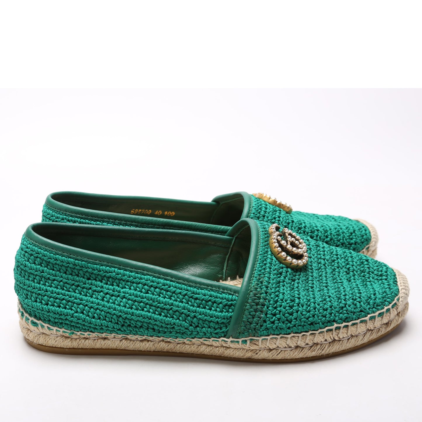 Gucci Pearly GG Marmont Cotton Crotchet Espadrille Size