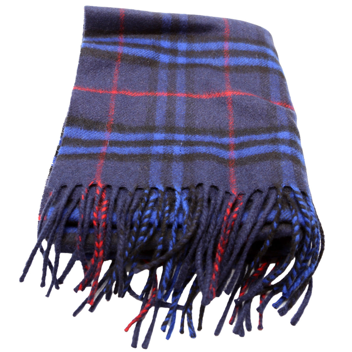 Scarf: Check Fringe Cashmere