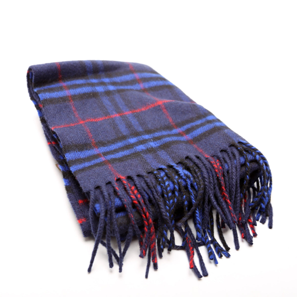 Scarf: Check Fringe Cashmere