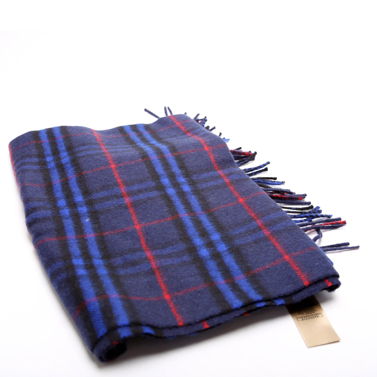 Scarf: Check Fringe Cashmere