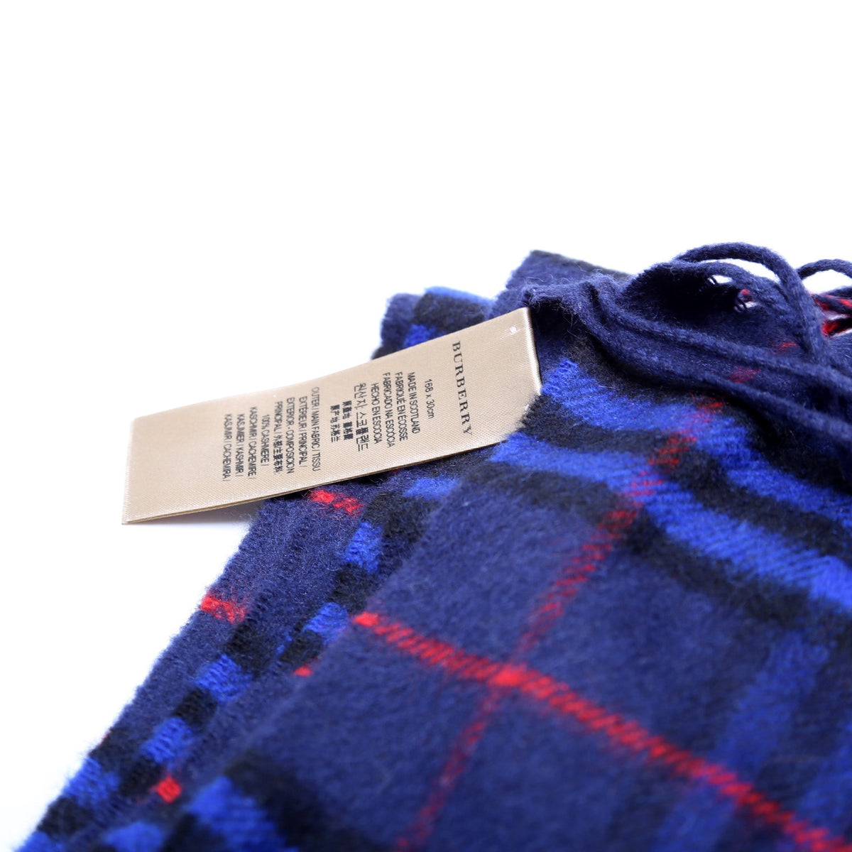 Scarf: Check Fringe Cashmere