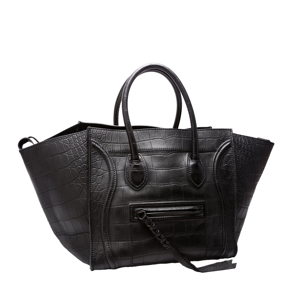 Luggage Phantom Medium Crocodile Embossed Black