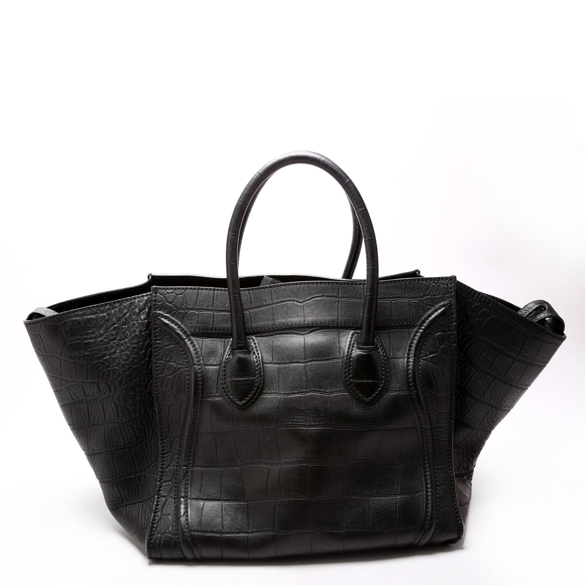 Luggage Phantom Medium Crocodile Embossed Black