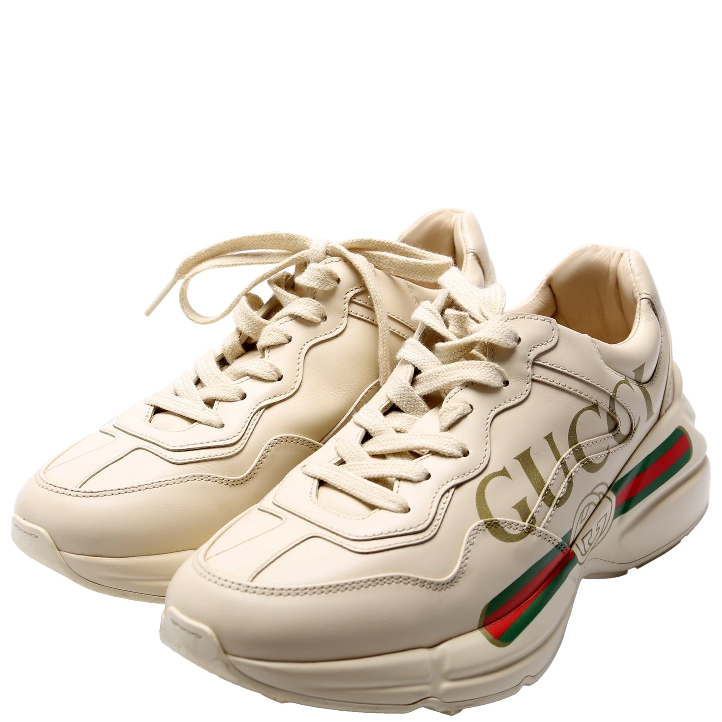Gucci Rhyton Logo Sneakers Size . Cream