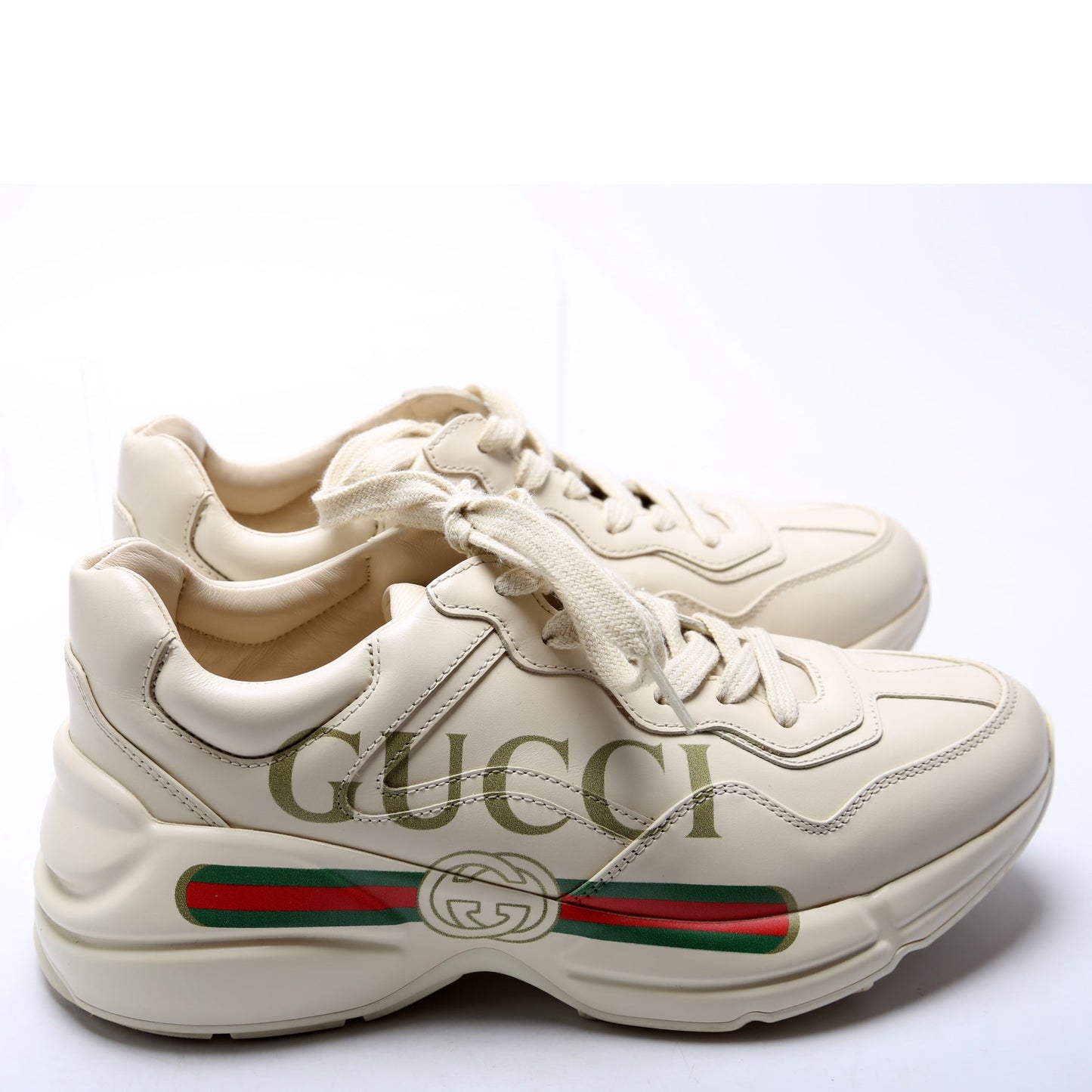 Gucci Rhyton Logo Sneakers Size . Cream
