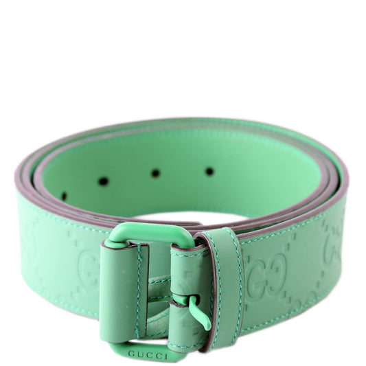 Gucci  Jumbo GG Rubber Effect Leather Belt Size / Green