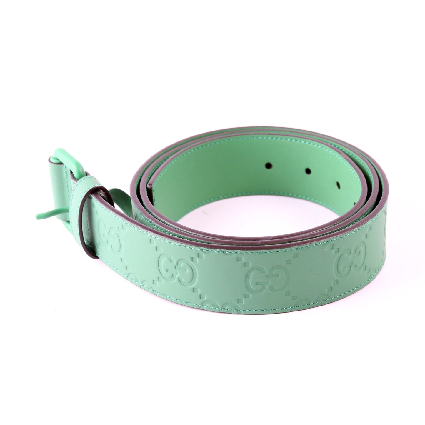 Gucci  Jumbo GG Rubber Effect Leather Belt Size / Green