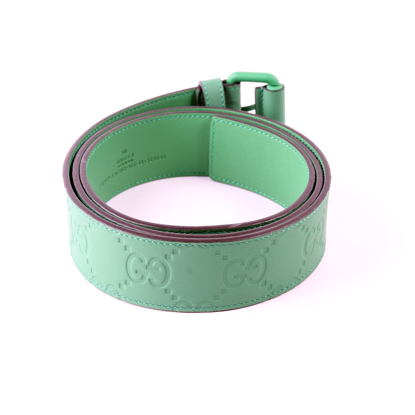 Gucci  Jumbo GG Rubber Effect Leather Belt Size / Green