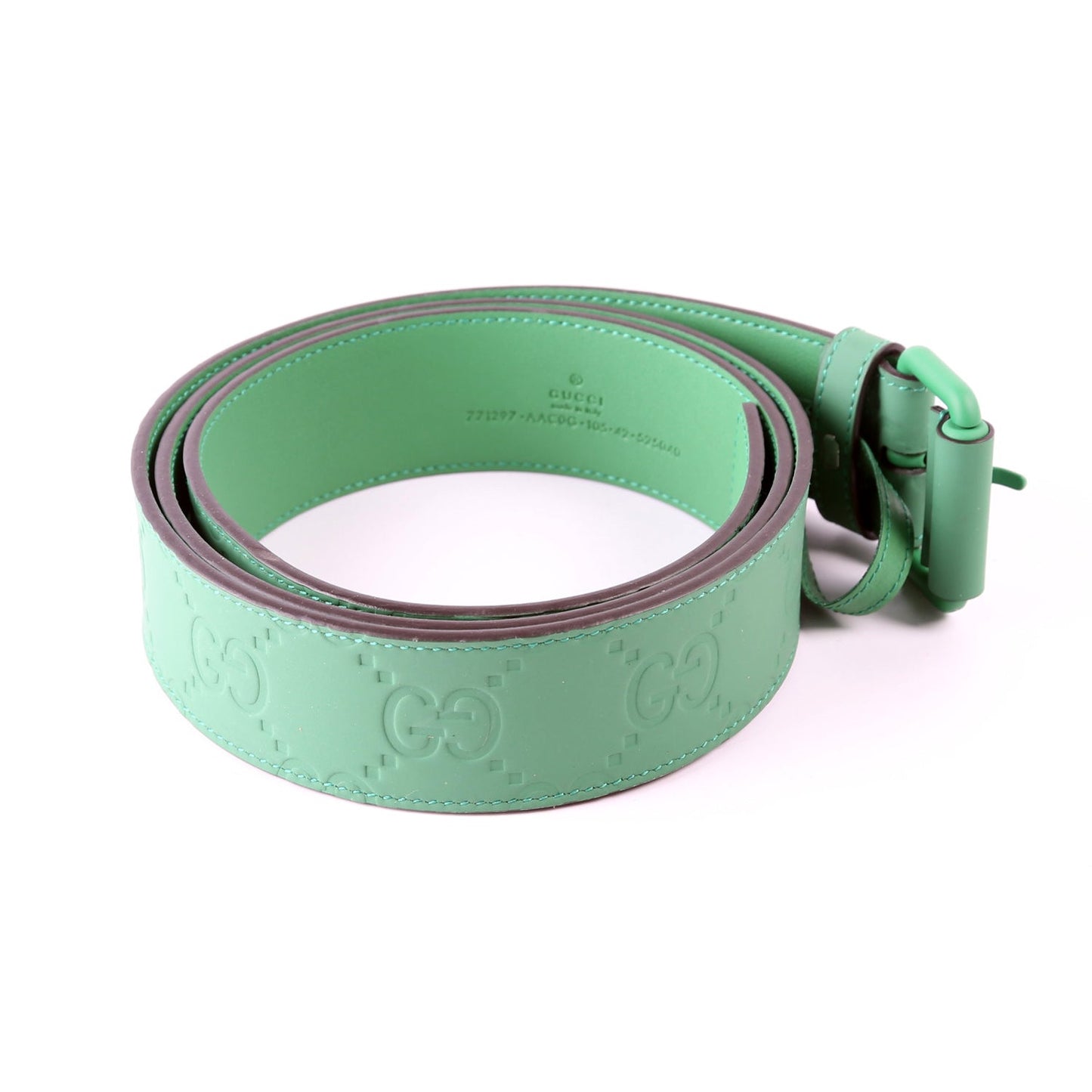 Gucci  Jumbo GG Rubber Effect Leather Belt Size / Green