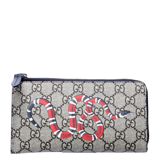 Gucci  GG Supreme Kingsnake L-Zip Wallet Black
