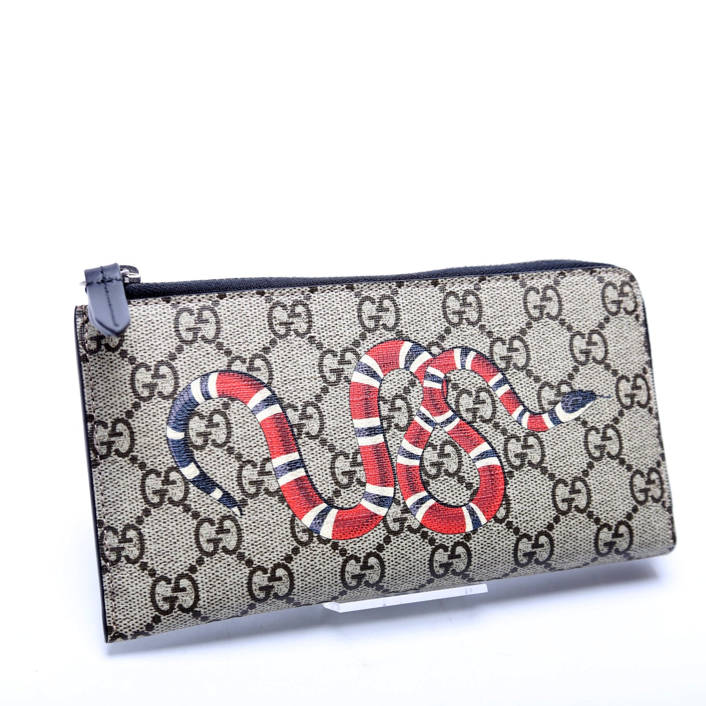 Gucci  GG Supreme Kingsnake L-Zip Wallet Black
