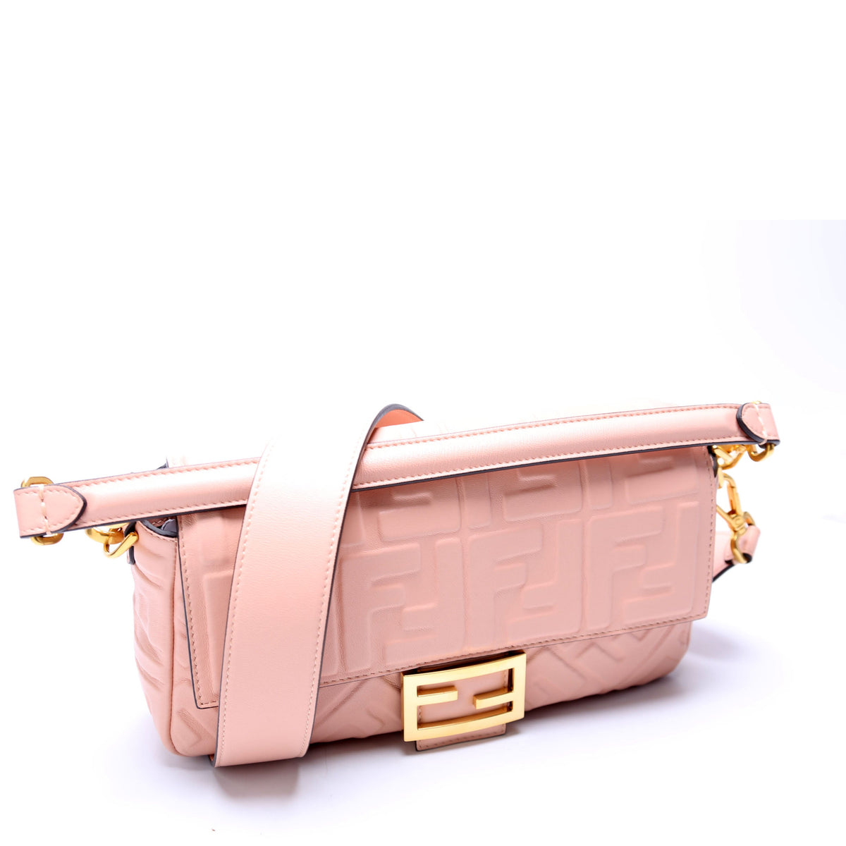 Baguette FF Embossed Nappa Pink