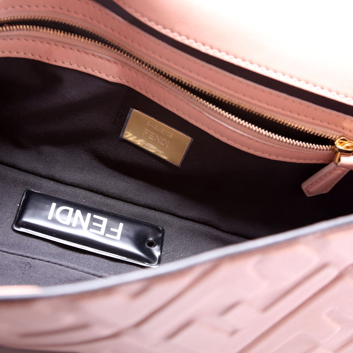 Baguette FF Embossed Nappa Pink