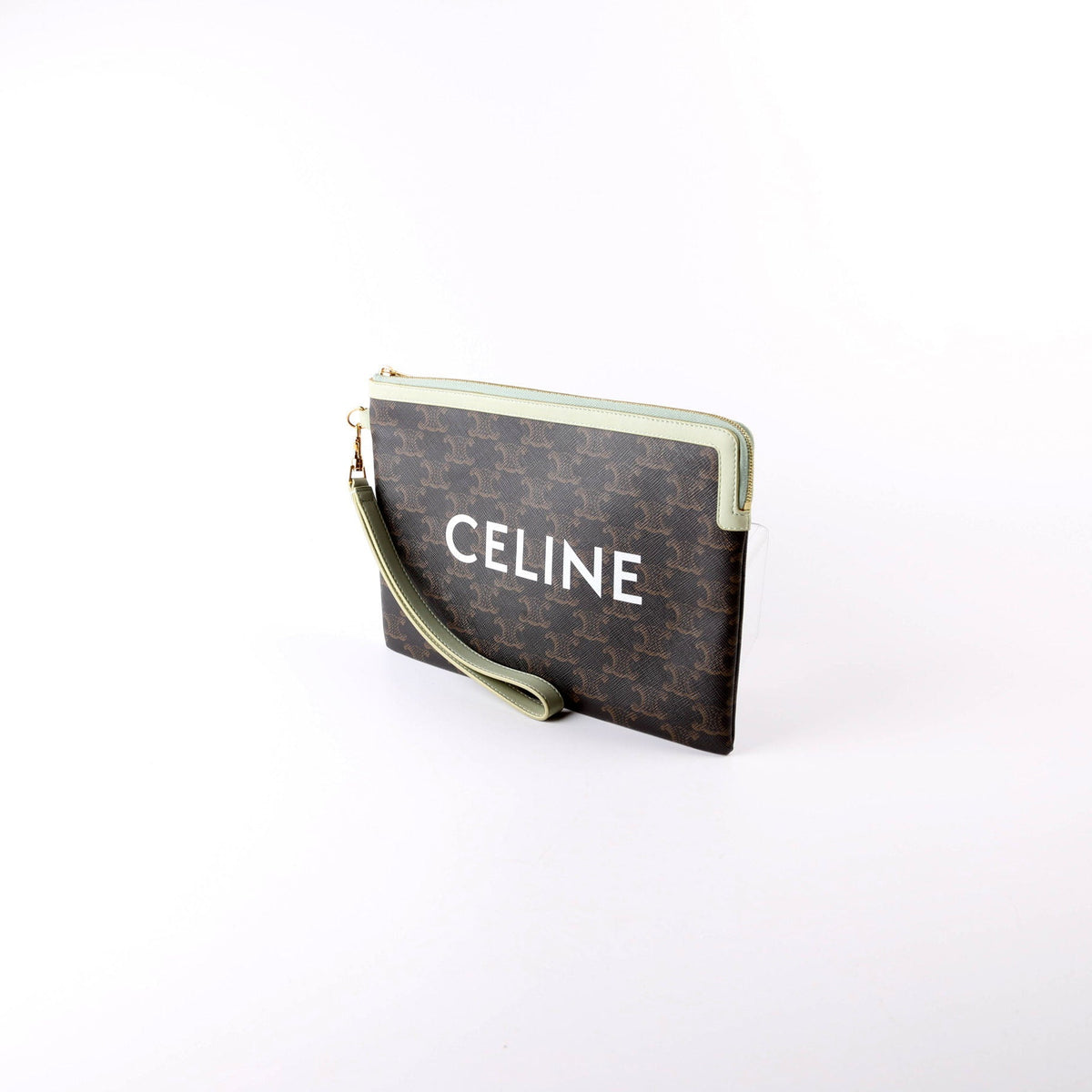 Triomphe Canvas Logo Small Pouch Brown