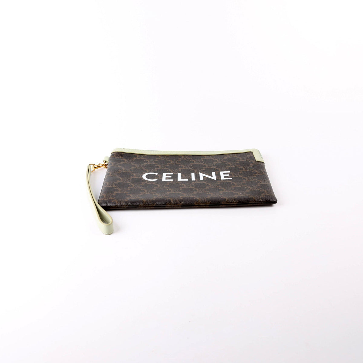 Triomphe Canvas Logo Small Pouch Brown