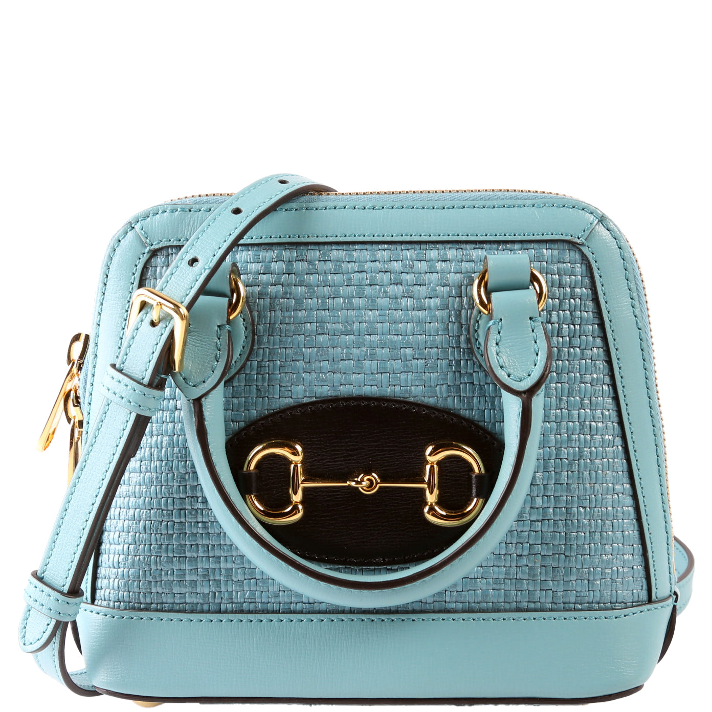 Gucci  Horsebit  Mini Top Handle Raffia Teal