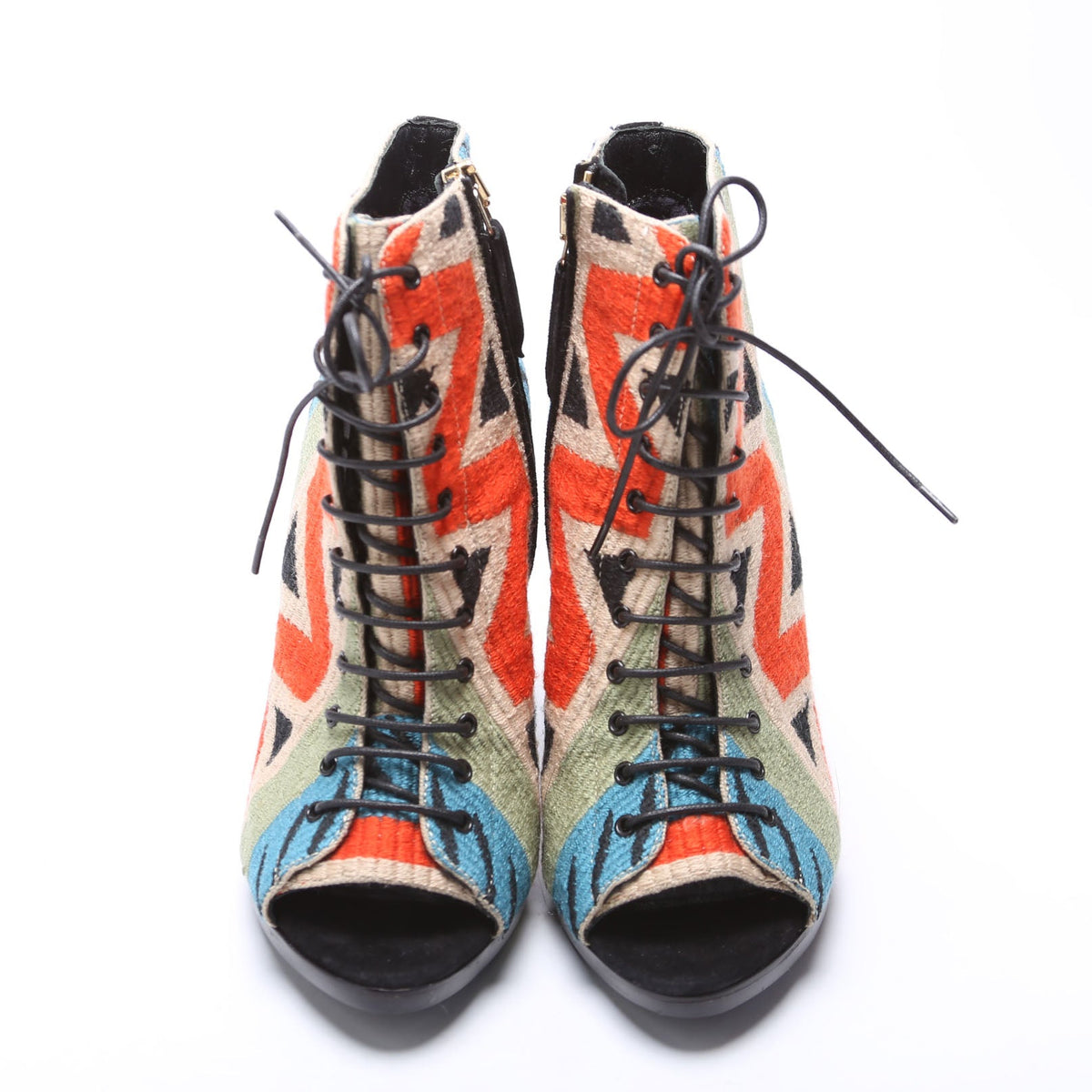 Prorsum Tapestry Peep Toe Booties Size 35 Multicolor