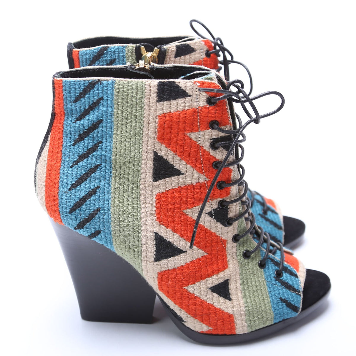 Prorsum Tapestry Peep Toe Booties Size 35 Multicolor
