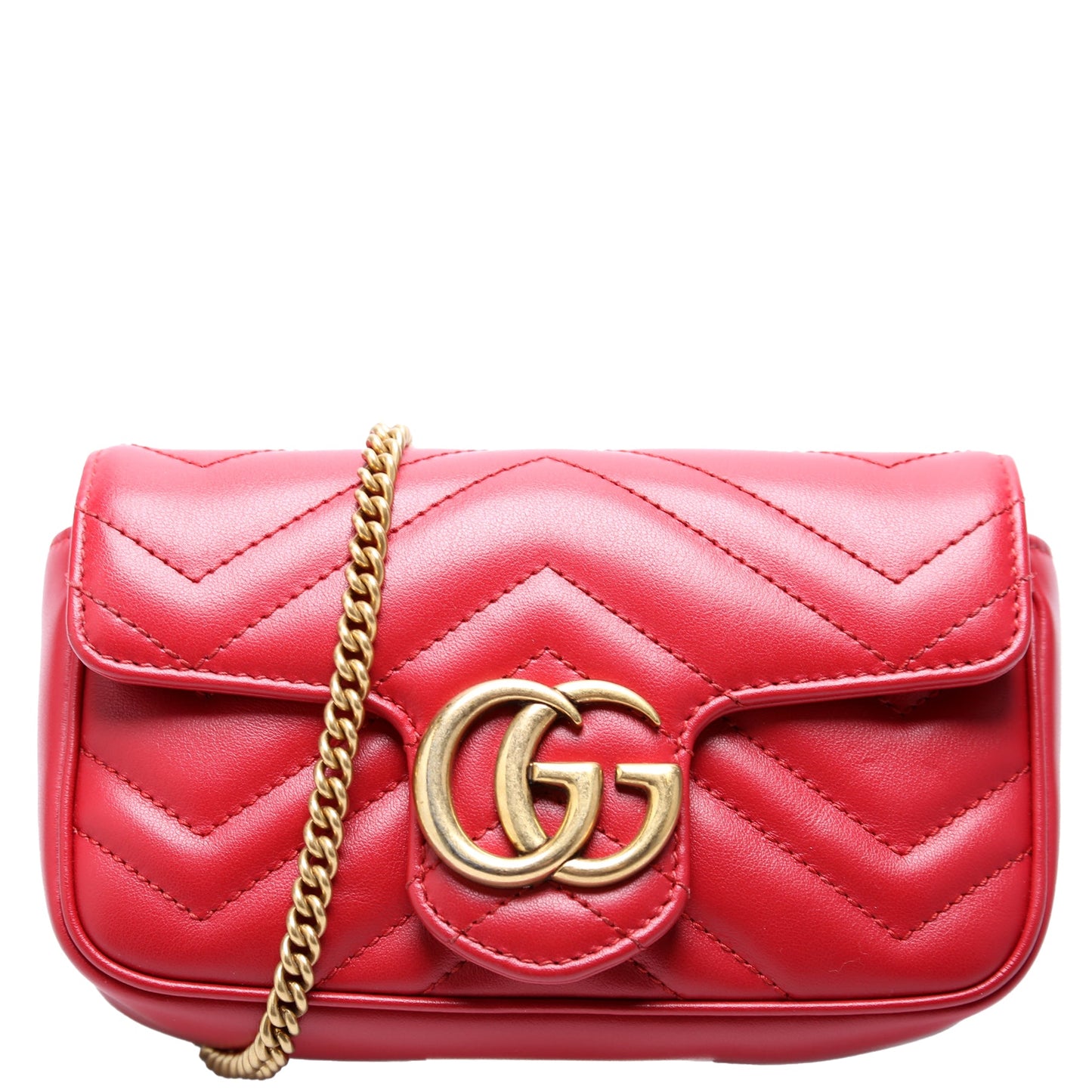 Gucci  Marmont Torchon Leather Super Mini Flap Red