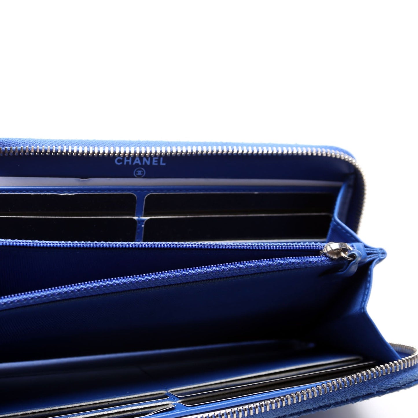 Chevron Zip Around Wallet Blue