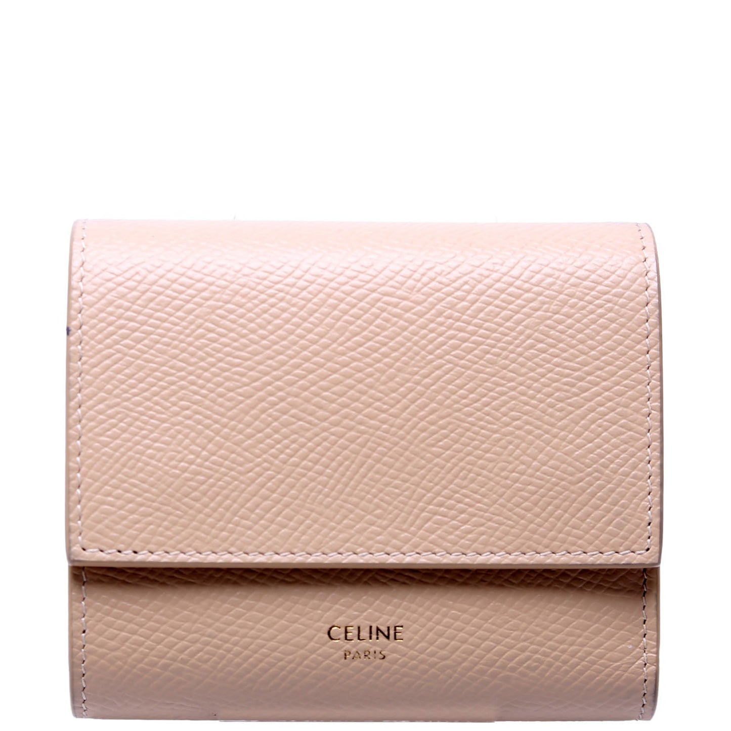 Trifold Small Wallet Grain Calfskin Beige