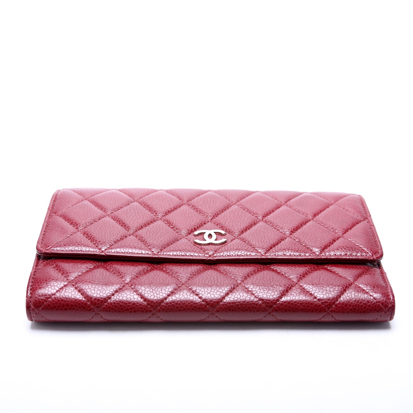 CC Tri-Fold Long Wallet Caviar 13M Burgundy