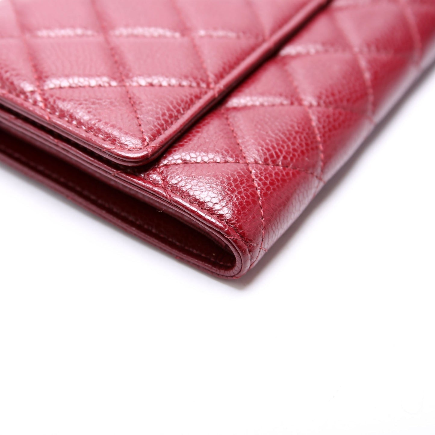 CC Tri-Fold Long Wallet Caviar 13M Burgundy