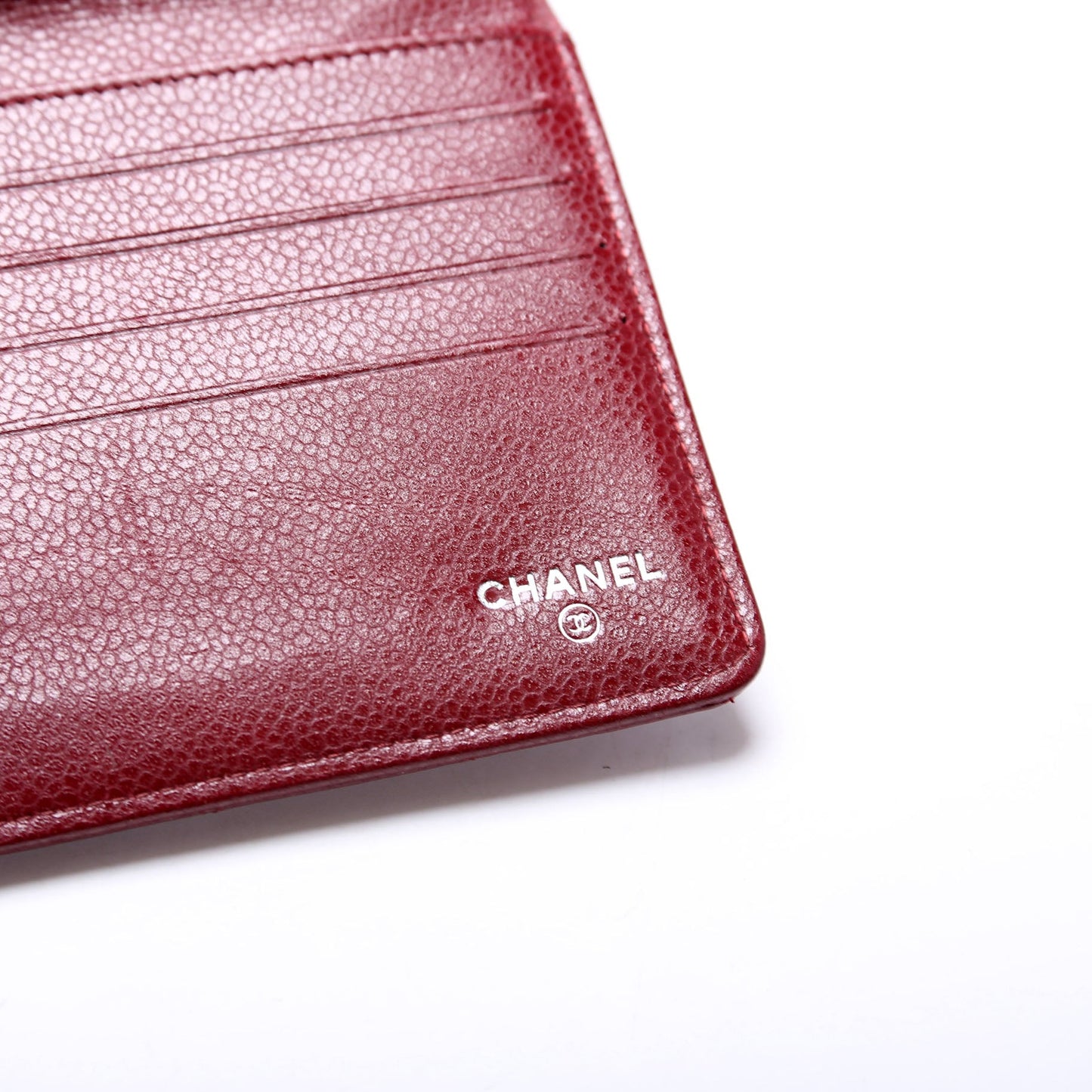 CC Tri-Fold Long Wallet Caviar 13M Burgundy