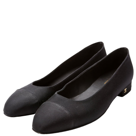 Cap Toe Uniform Ballet Flats Size 39 Black