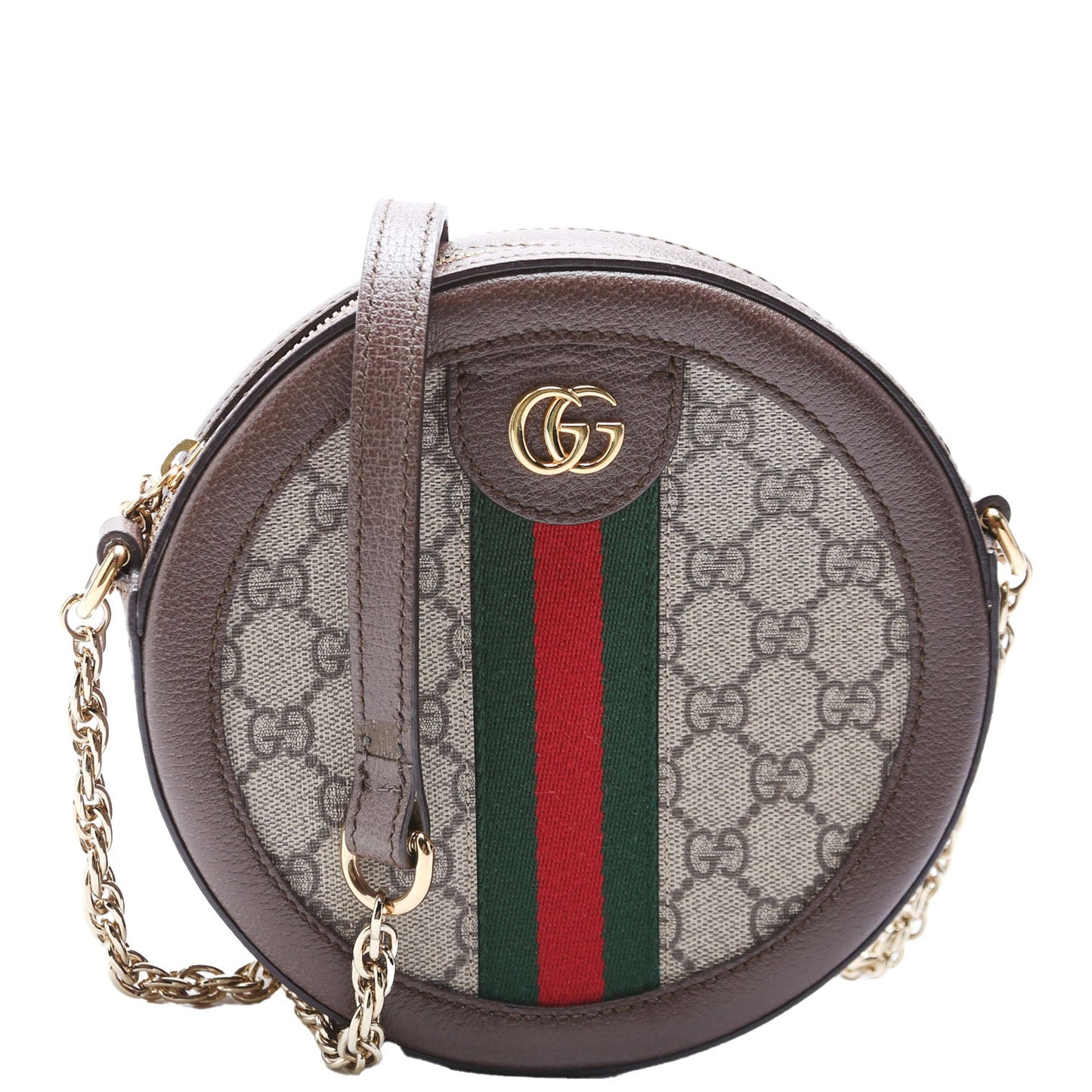 Gucci  Ophidia GG Supreme Round Small Crossbody Brown